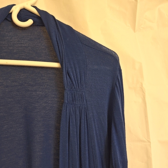 ❤JM Fleurette Women's SZ Large Royal Blue Open Front Duster Sweater with Pockets - Picture 5 of 6